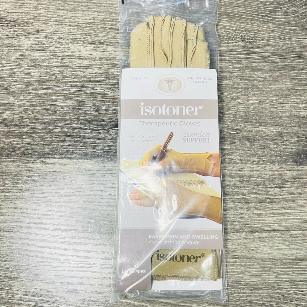 Isotoner Therapeutic Gloves 1 Pair Open Finger Gloves for Comfort and Relief LG